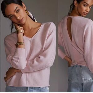 NWOT Pilcro Urban Outfitters Dusty Pink 100% Cashmere V Neck Sweater Womens S